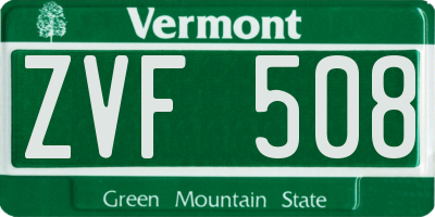 VT license plate ZVF508