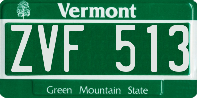VT license plate ZVF513