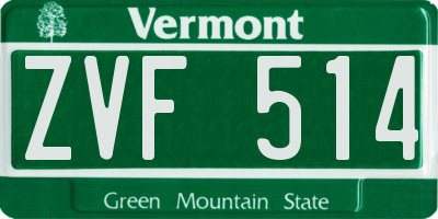 VT license plate ZVF514
