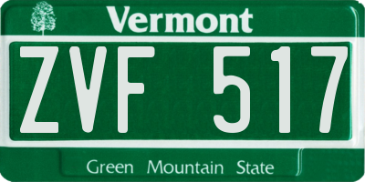 VT license plate ZVF517