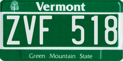 VT license plate ZVF518