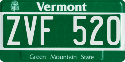 VT license plate ZVF520