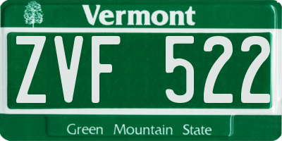 VT license plate ZVF522