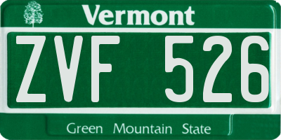VT license plate ZVF526