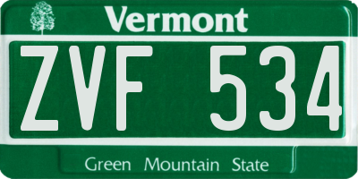 VT license plate ZVF534