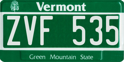 VT license plate ZVF535