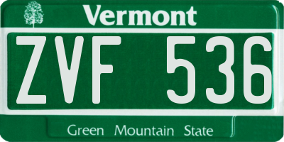 VT license plate ZVF536
