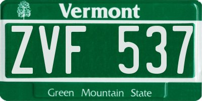 VT license plate ZVF537