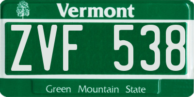 VT license plate ZVF538