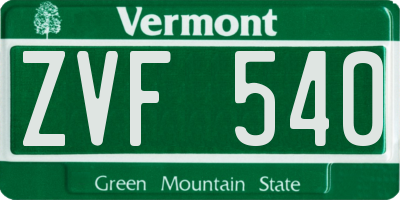 VT license plate ZVF540