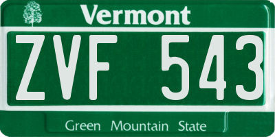 VT license plate ZVF543