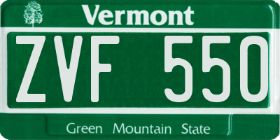 VT license plate ZVF550
