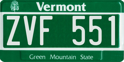 VT license plate ZVF551