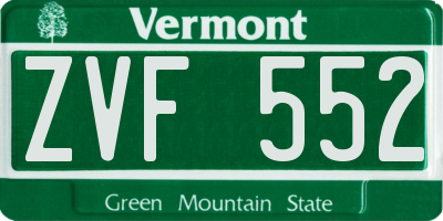 VT license plate ZVF552