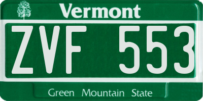 VT license plate ZVF553