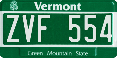 VT license plate ZVF554