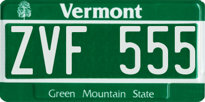 VT license plate ZVF555