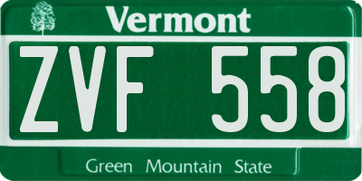 VT license plate ZVF558