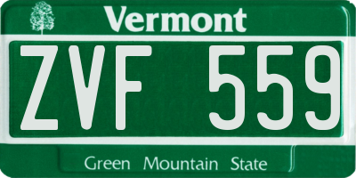 VT license plate ZVF559
