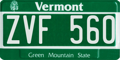 VT license plate ZVF560