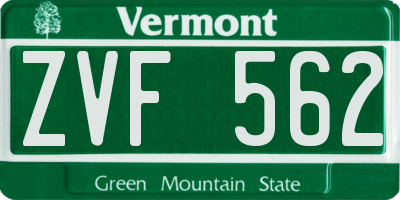 VT license plate ZVF562