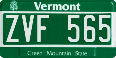 VT license plate ZVF565