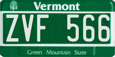 VT license plate ZVF566