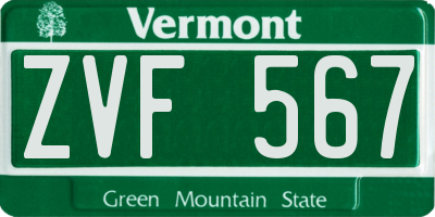 VT license plate ZVF567