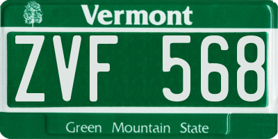 VT license plate ZVF568