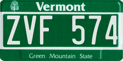 VT license plate ZVF574