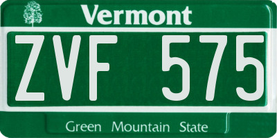 VT license plate ZVF575