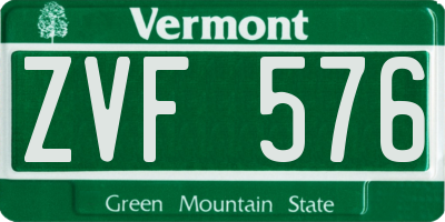 VT license plate ZVF576