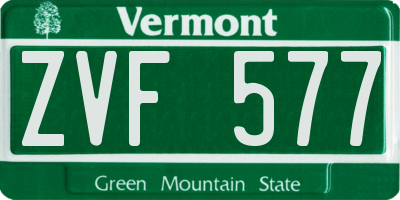 VT license plate ZVF577