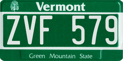VT license plate ZVF579
