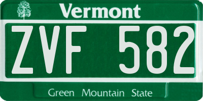 VT license plate ZVF582