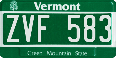 VT license plate ZVF583