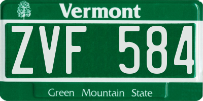 VT license plate ZVF584