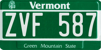 VT license plate ZVF587