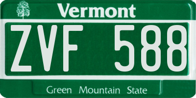 VT license plate ZVF588