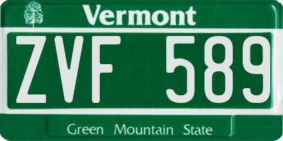 VT license plate ZVF589