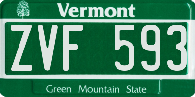 VT license plate ZVF593