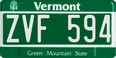 VT license plate ZVF594