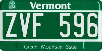VT license plate ZVF596