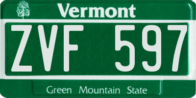 VT license plate ZVF597