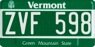 VT license plate ZVF598