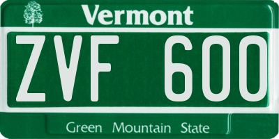 VT license plate ZVF600
