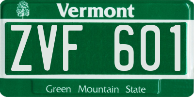 VT license plate ZVF601