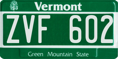 VT license plate ZVF602