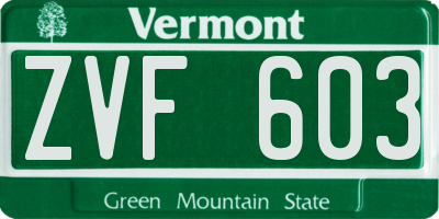 VT license plate ZVF603