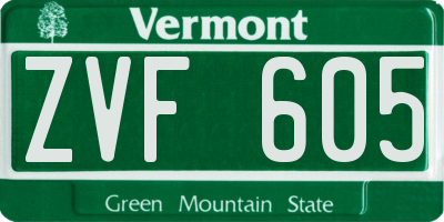 VT license plate ZVF605